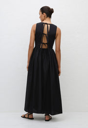 Tie Back Midi Dress - Black - Matteau